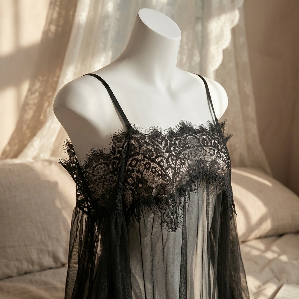 Women's Black Eyelash Lace Bab - Babydoll Chemise Night recension och pris